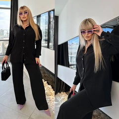 Women’s Co-Ord Set - Stylish Long Shirt & Trouser Two Piece Outfit (FL-WE001)