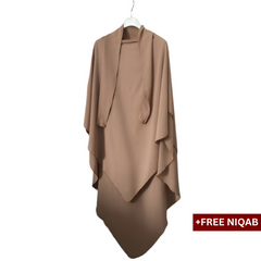 Single Layer Khimar with Free Niqab - Design Code: SLK-0028