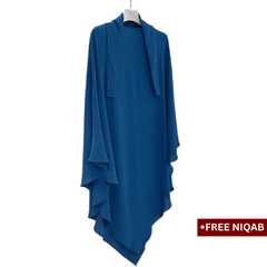 Single Layer Khimar with Free Niqab - Design Code: SLK-0032