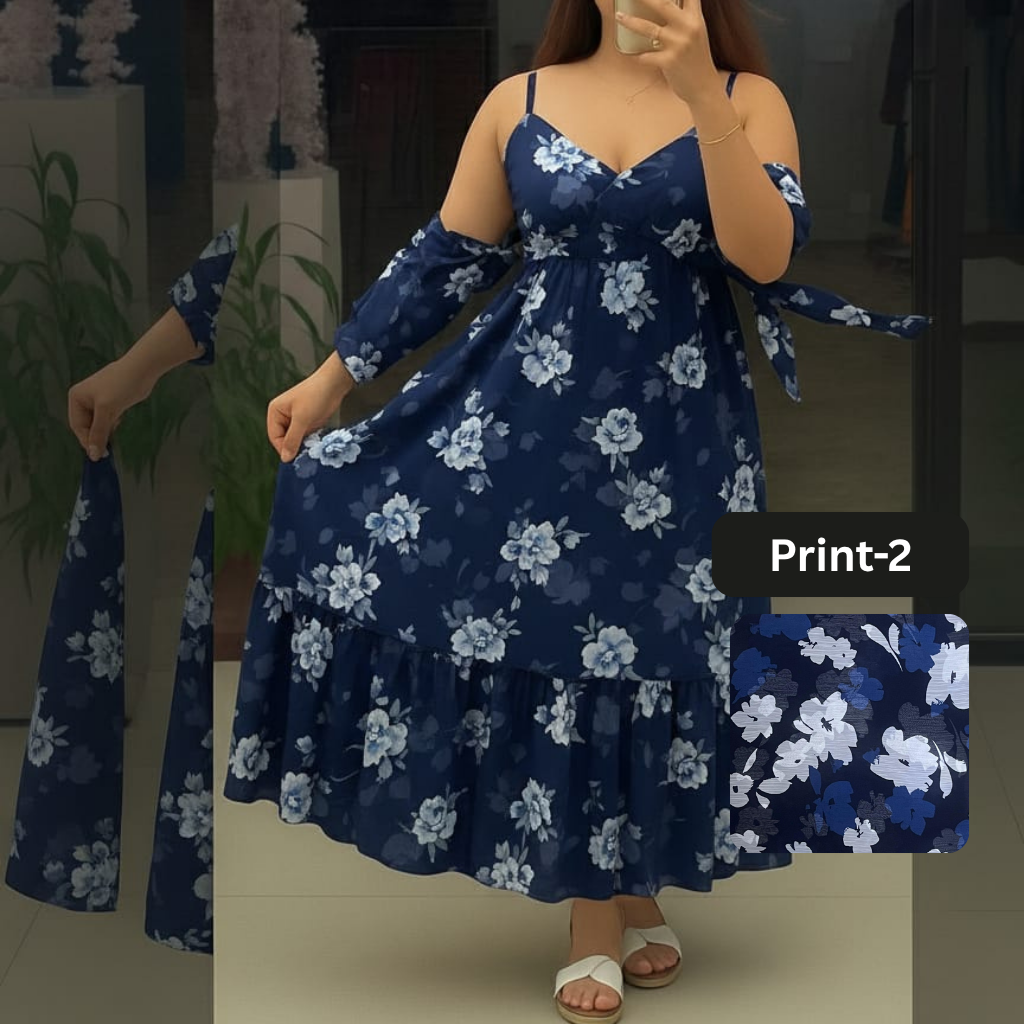 Chiffon Long Floral Printed Frog | Swag Edition (FL-PF001-Print-2)