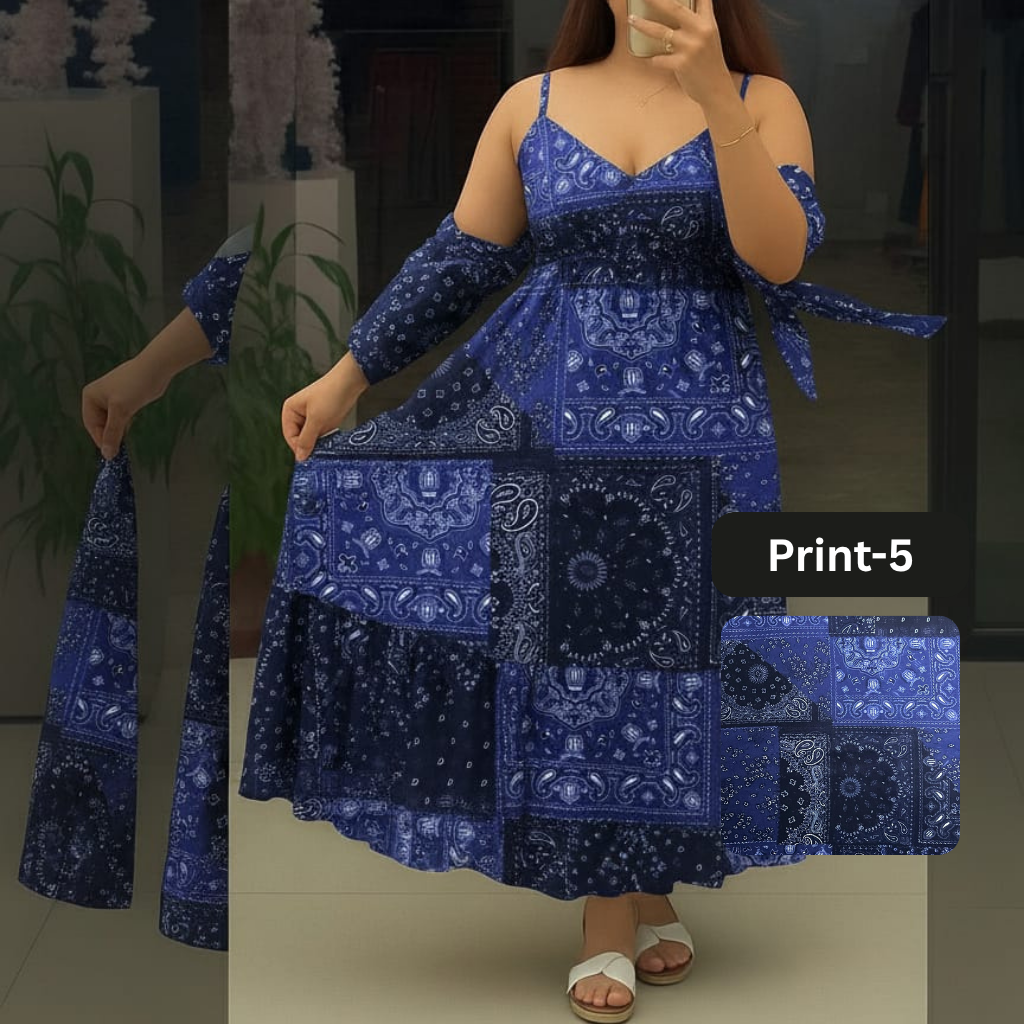 Chiffon Long Floral Printed Frog | Swag Edition (FL-PF001-Print-5)