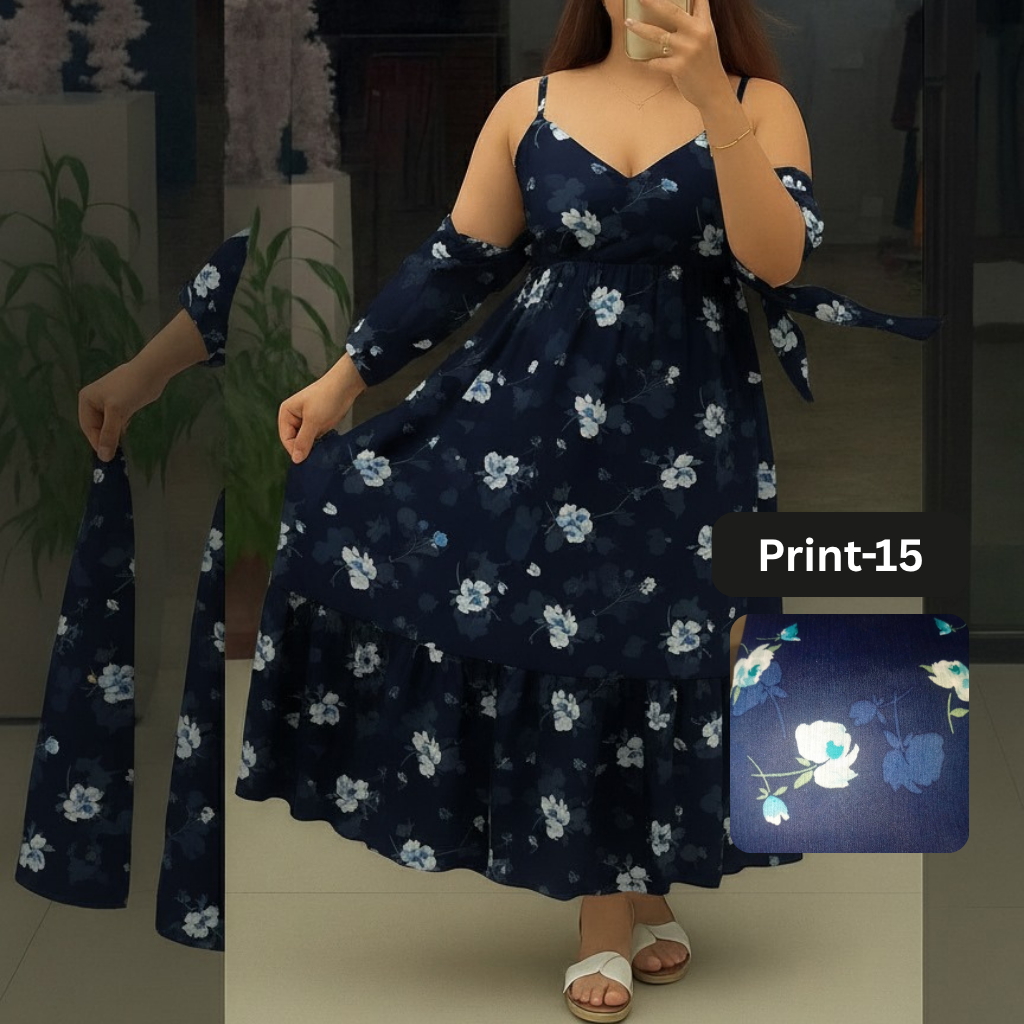 Chiffon Long Floral Printed Frog | Swag Edition (FL-PF001-Print-15)