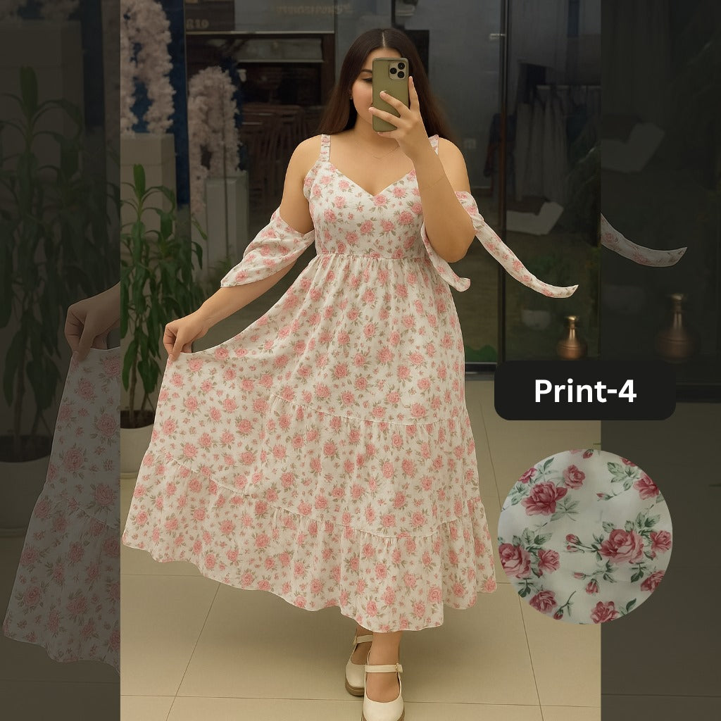 Chiffon Long Floral Printed Frog | Swag Edition (FL-PF001-Print-4)