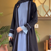 Shrug Style Long Abaya with Inner Layer (Blue Color)