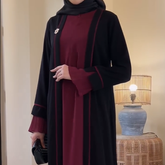 Shrug Style Long Abaya with Inner Layer (Maroon Color)