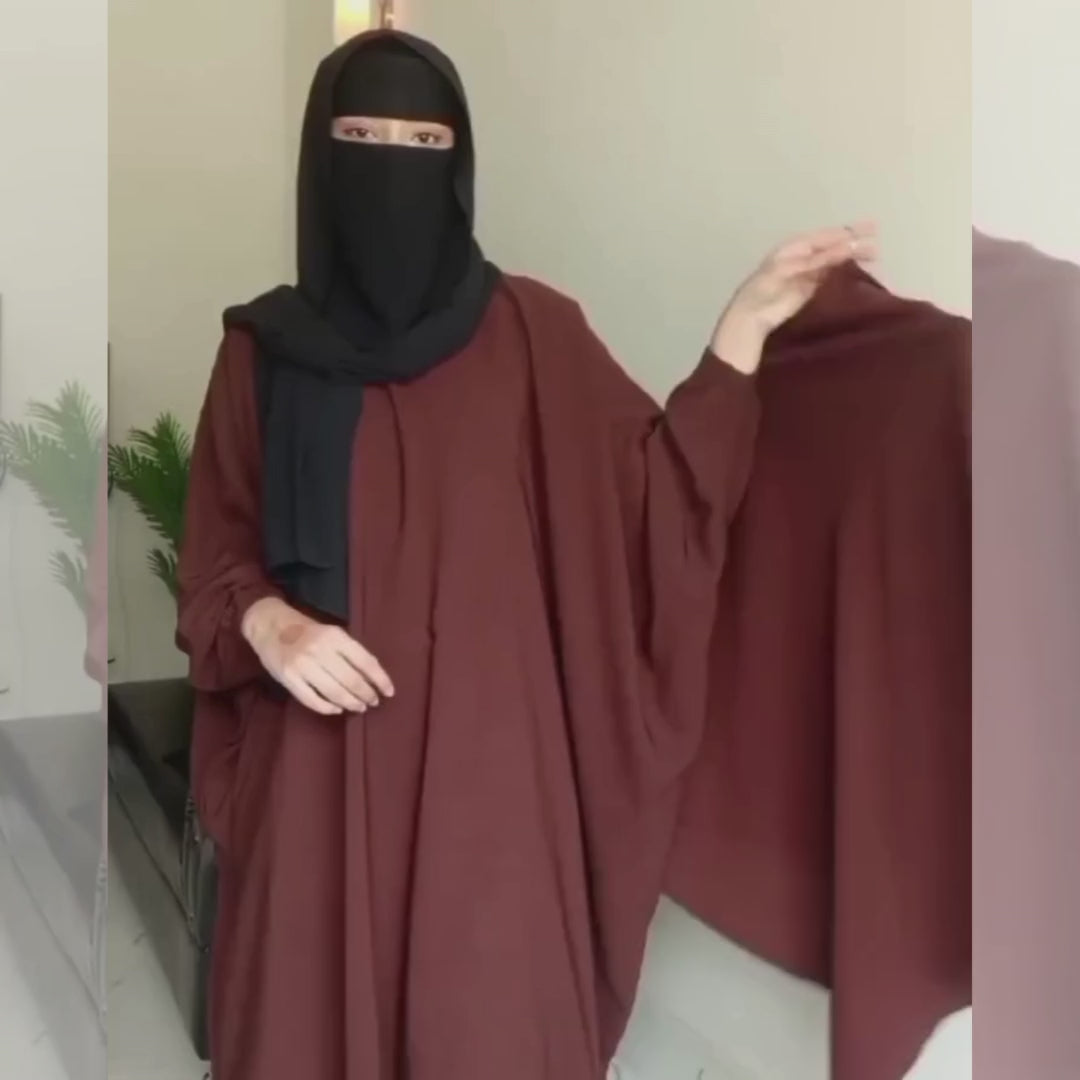 Single Layer Khimar with Free Niqab - Design Code: SLK-0008