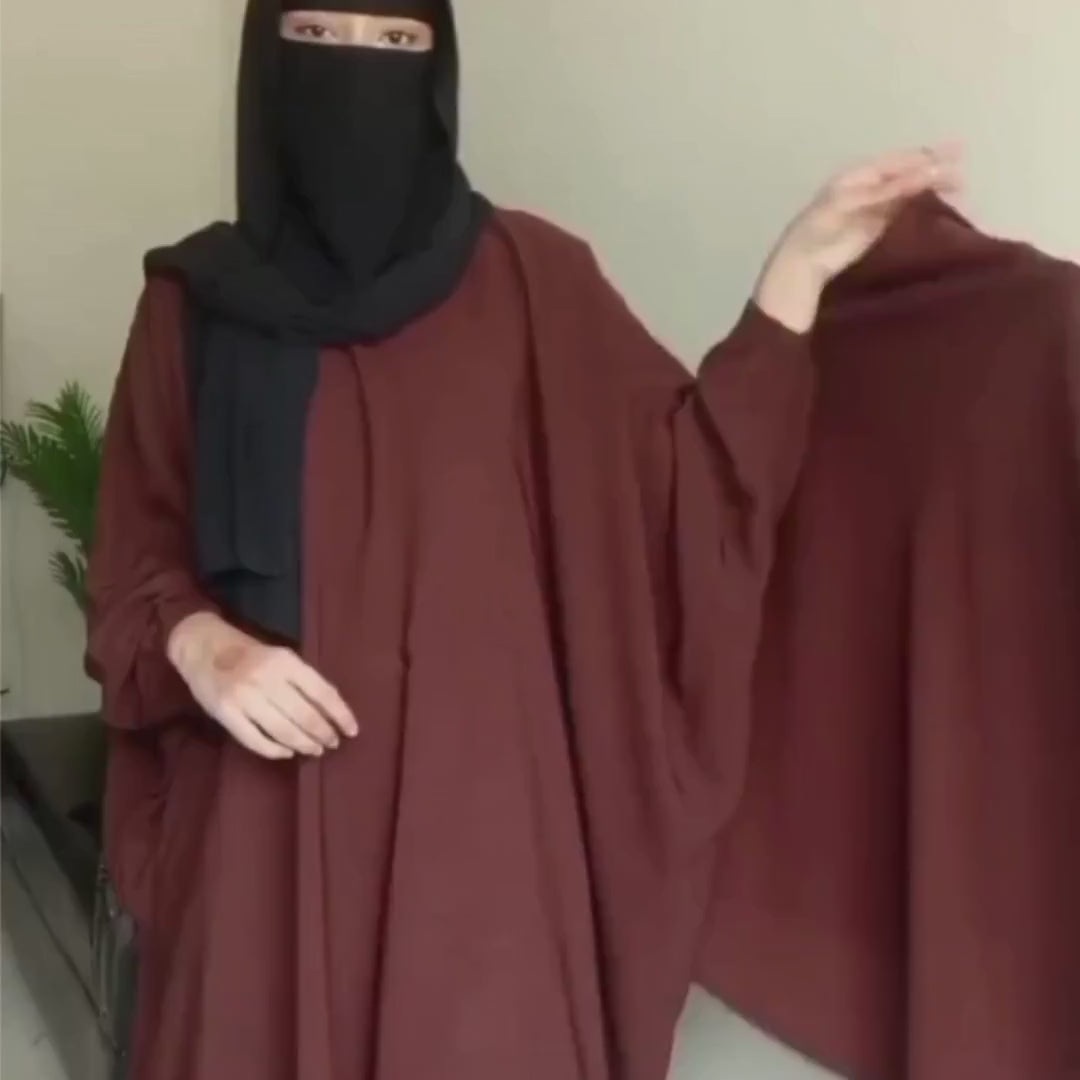 Single Layer Khimar with Free Niqab - Design Code: SLK-0016