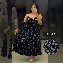 Chiffon Long Floral Printed Frog | Swag Edition (FL-PF001)