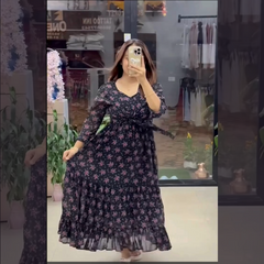 Chiffon Long Floral Printed Frog | Swag Edition (FL-PF001)