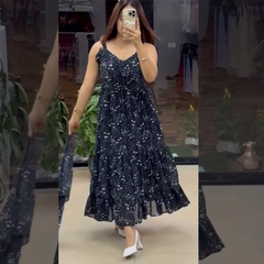 Chiffon Long Floral Printed Frog | Swag Edition (FL-PF001)