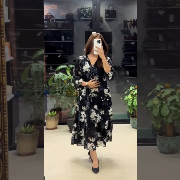 Chiffon Long Floral Printed Frog | Swag Edition (FL-PF006)