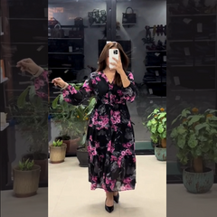 Chiffon Long Floral Printed Frog | Swag Edition (FL-PF006)