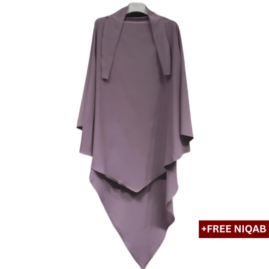 Single Layer Khimar with Free Niqab - Design Code: SLK-0027