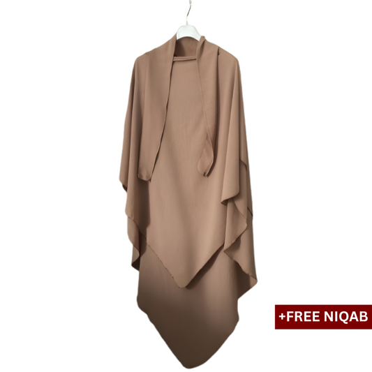 Single Layer Khimar with Free Niqab - Design Code: SLK-0028