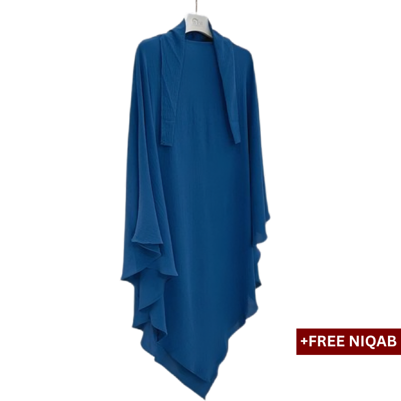 Single Layer Khimar with Free Niqab - Design Code: SLK-0032