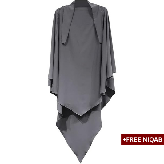 Single Layer Khimar with Free Niqab - Design Code: SLK-0033