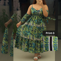 Chiffon Long Floral Printed Frog | Swag Edition (FL-PF001-Print-3)