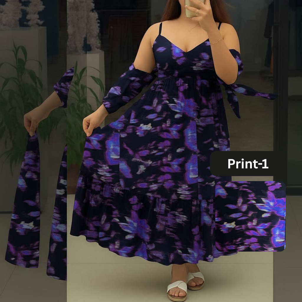 Chiffon Long Floral Printed Frog | Swag Edition (FL-PF001-Print-1)