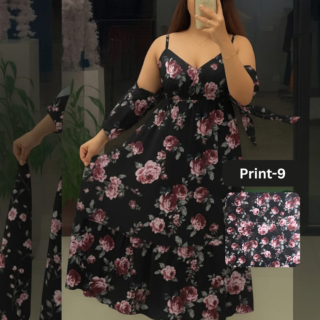 Chiffon Long Floral Printed Frog | Swag Edition (FL-PF001-Print-9)