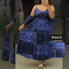 Chiffon Long Floral Printed Frog | Swag Edition (FL-PF001-Print-5)