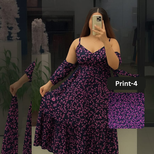 Chiffon Long Floral Printed Frog | Swag Edition (FL-PF001-Print-4)