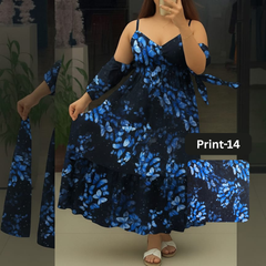 Chiffon Long Floral Printed Frog | Swag Edition (FL-PF001-Print-14)