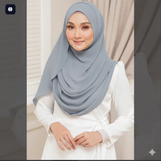 silver Grey Double Loop Scarf  - Color Code: IH-0003