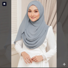 silver Grey Double Loop Scarf  - Color Code: IH-0003