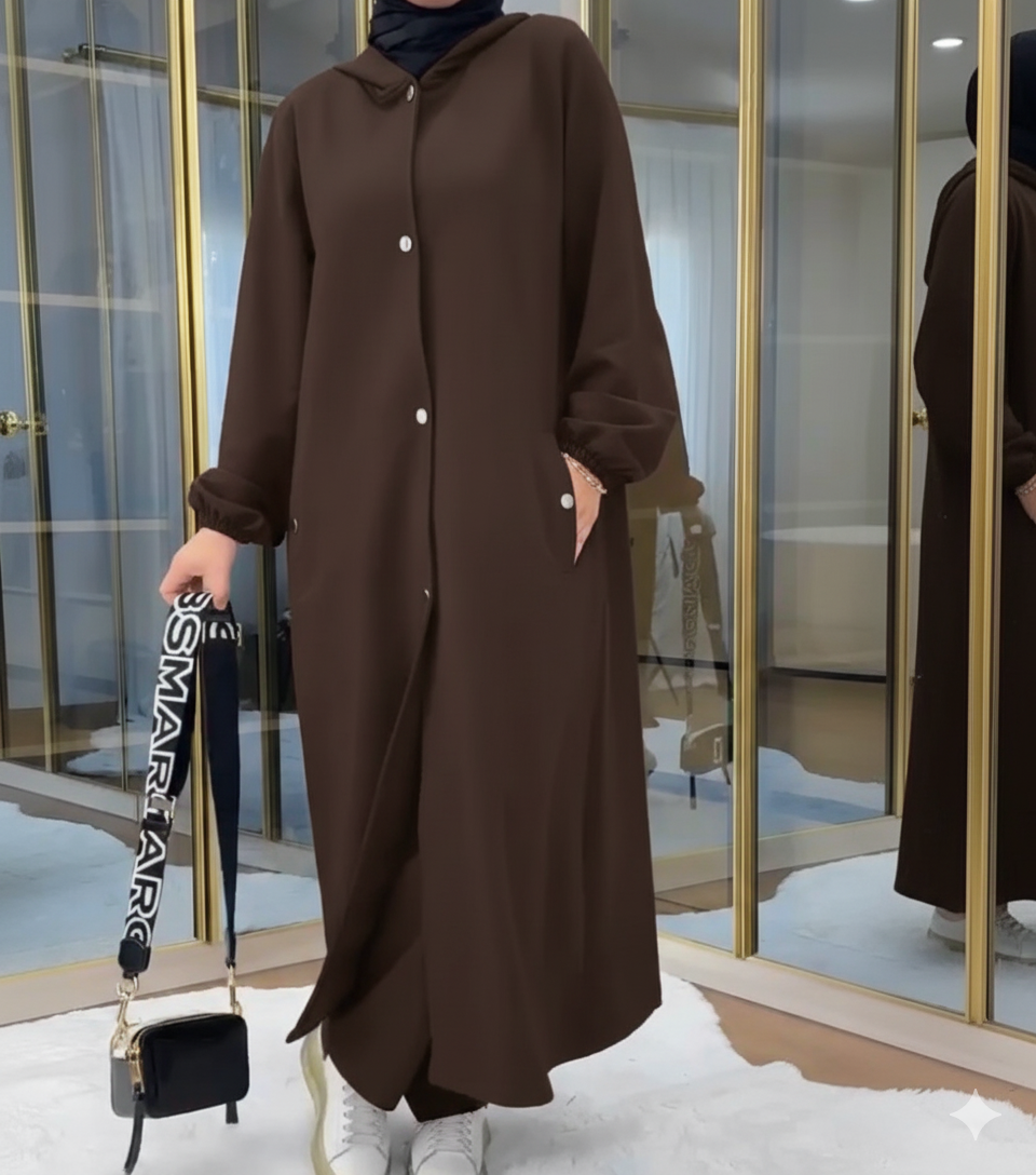 Hooded Long Winter Coat in Brown (FL-HLC-002)