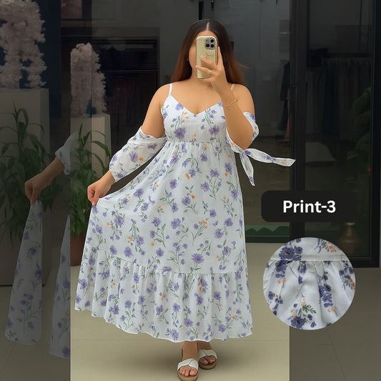 Chiffon Long Floral Printed Frog | Swag Edition (FL-PF001-Print-3)