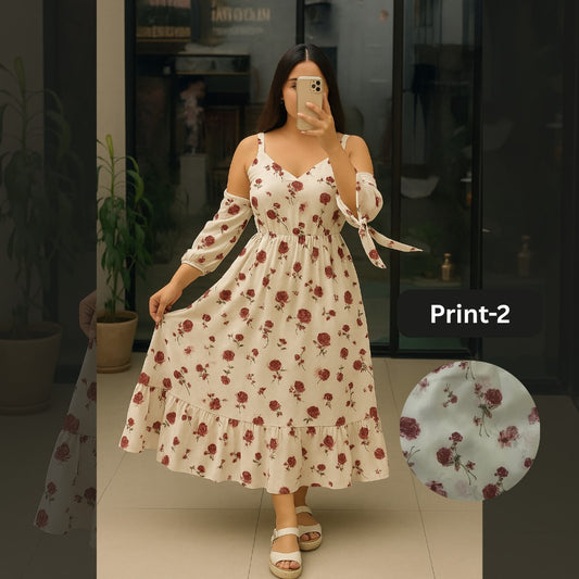 Chiffon Long Floral Printed Frog | Swag Edition (FL-PF001-Print-2)
