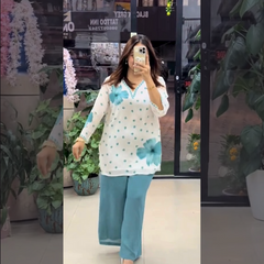Chiffon Long Pink Floral Printed Kurti Set | Swag Edition (FL-PF002)