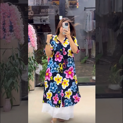 Chiffon Long Floral Printed Frog | Swag Edition (FL-PF005)