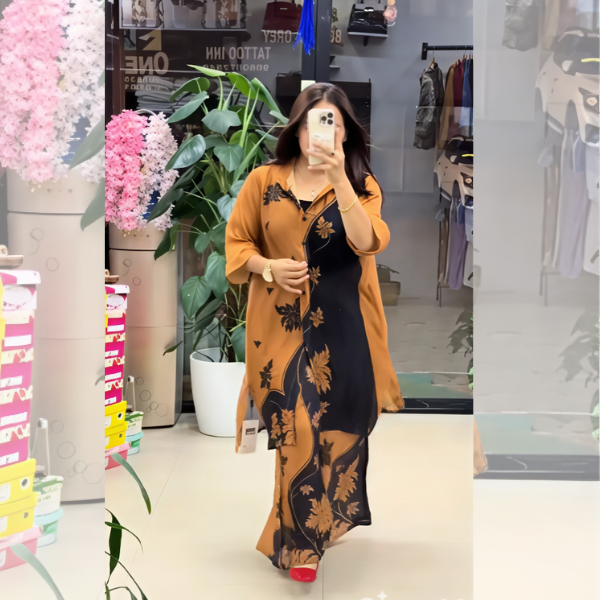 Chiffon Long Two Tone Printed Dress | Swag Edition (FL-PF003)