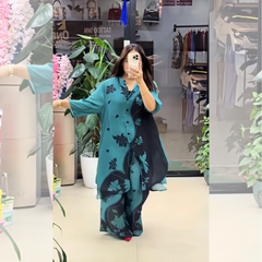 Chiffon Long Two Tone Printed Dress | Swag Edition (FL-PF003)