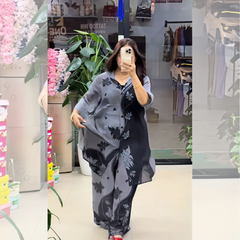 Chiffon Long Two Tone Printed Dress | Swag Edition (FL-PF003)