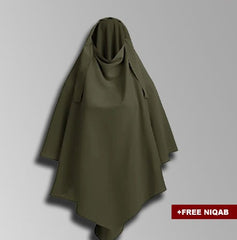 Single Layer Khimar with Free Niqab - Design Code: SLK-0003