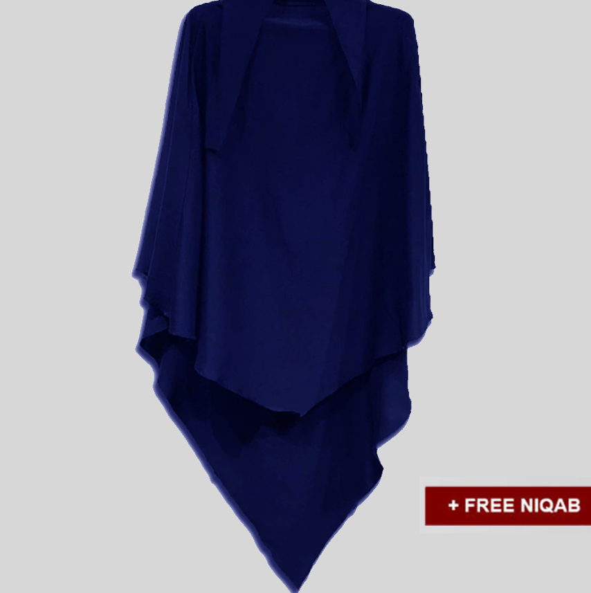 Single Layer Khimar with Free Niqab - Design Code: SLK-0020