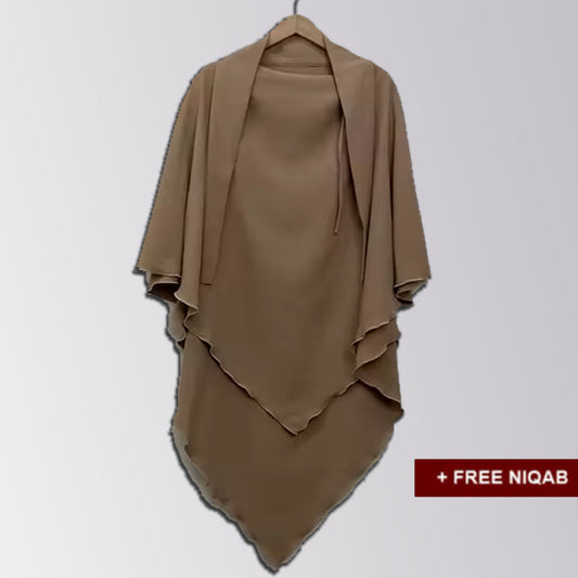 Single Layer Khimar with Free Niqab - Design Code: SLK-0019