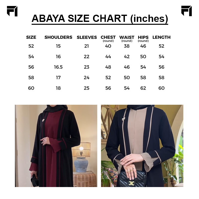 Shrug Style Long Abaya with Inner Layer (Red Color)